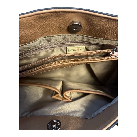 MultiSac Black & Tan Shoulder Bag – Faux Leather – Unused – 2000s – 9.5 x 15 in - Picture 8 of 10